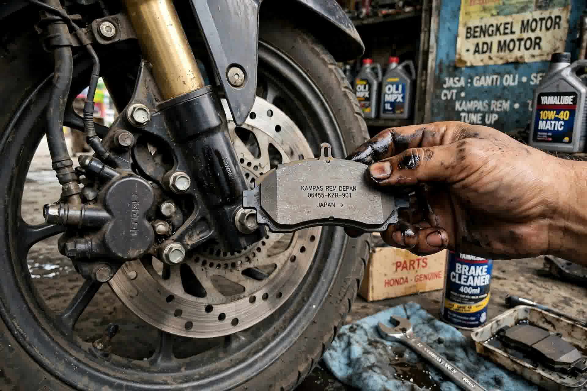 Ganti kampas rem motor